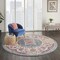 Homeroots 8 ft. Round Pink & Blue Floral Medallion Area Rug 385535 - alternate 3